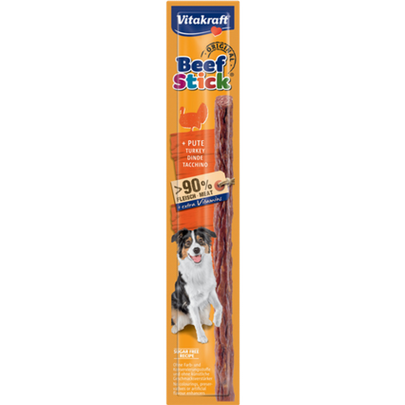 Vitakraft - Beef-Stick Salami Kalkun 50 x 12 g - Hund - Hundegodteri - Dyrekassen.no