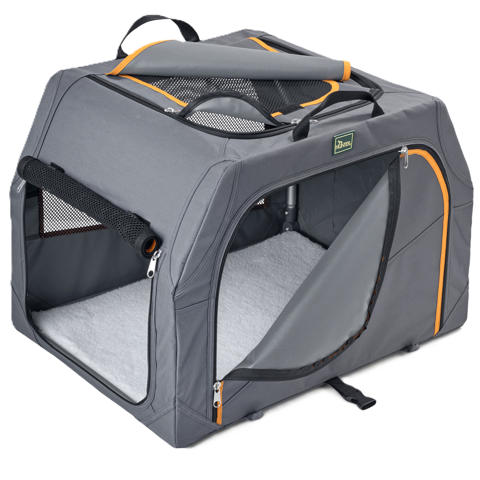 Hunter Dog Box Foldable Alu-Frame Nylon Grey/Orange  S