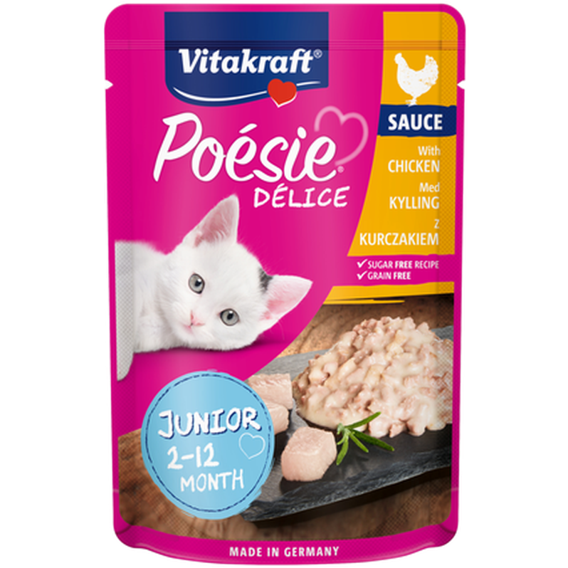 Vitakraft - Poésie Délisauce Kylling Junior 23 x 85 g - Katt - Helse og pels - Kosttilskudd - Våtfôr - Dyrekassen.no