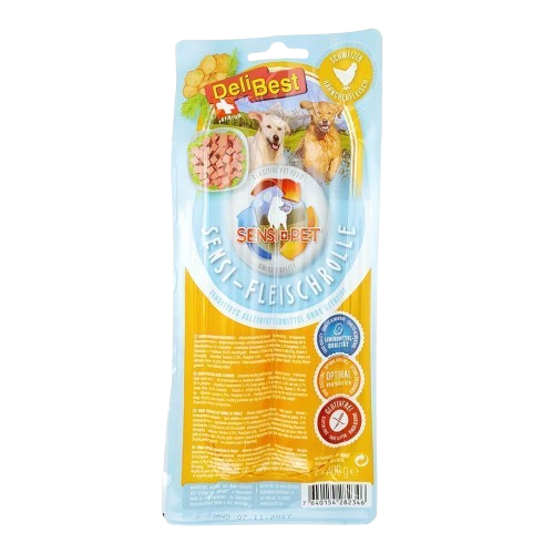 DELIBEST - Pølse Sensitiv Kylling 2x400g - Hund - Hundegodteri - Dyrekassen.no