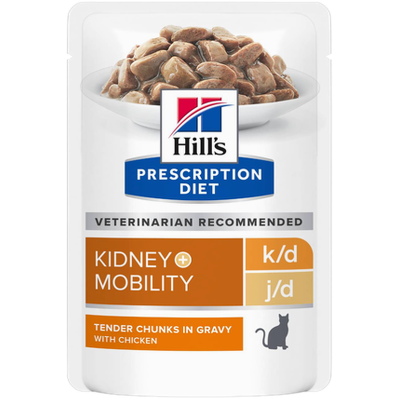 Hill's Prescription Diet Feline - k/d + Mobility Chicken Pouch 12x85 g - Katt - Helse og pels - Hygiene - Kattemat - Dyrekassen.no