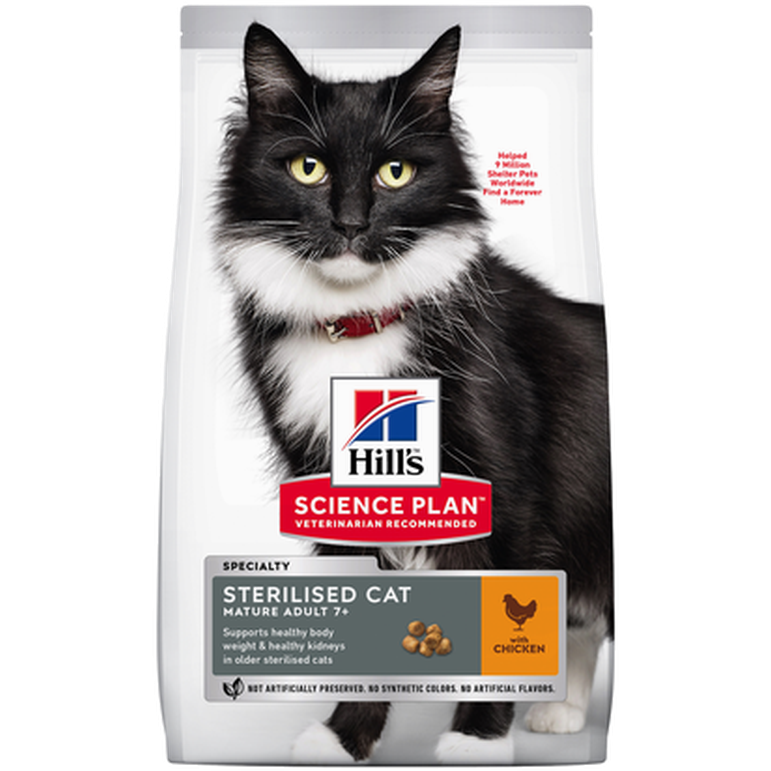 Hills Science Plan - Hills Science Plan Feline Mature 7+ Sterilised Chicken - Dry Cat Food 3 kg - Katt - Helse og pels - Kosttilskudd - Tørrfôr -