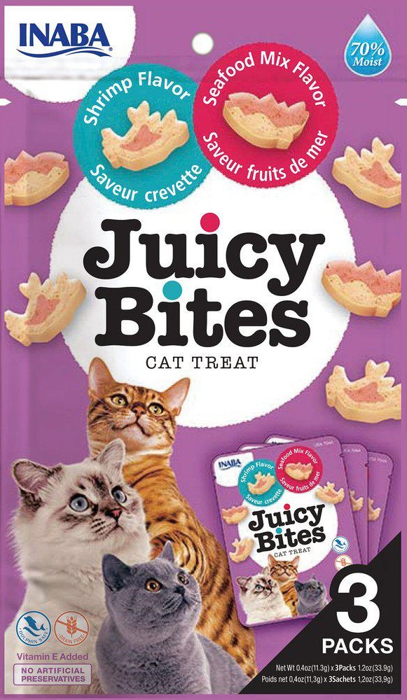Churu - Cat Juicy Bites reke- og sjømatblanding, 3-pakning - Hygiene - Godbiter - Dyrekassen.no