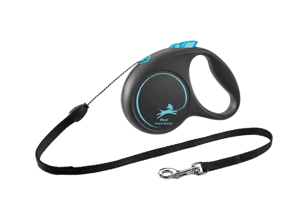 Flexi - Rullebånd Black Design Cord, 5m, S, maks 12kg, Lyseblå - Hund - Dyrekassen.no