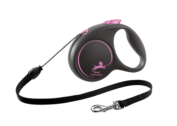 Flexi Rullebånd Svart Design Cord Pink