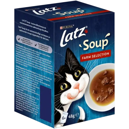 Purina Latz - Soup Farm Selection 6-pakning x 48 g - Katt - Helse og pels - Kosttilskudd - Våtfôr - Dyrekassen.no