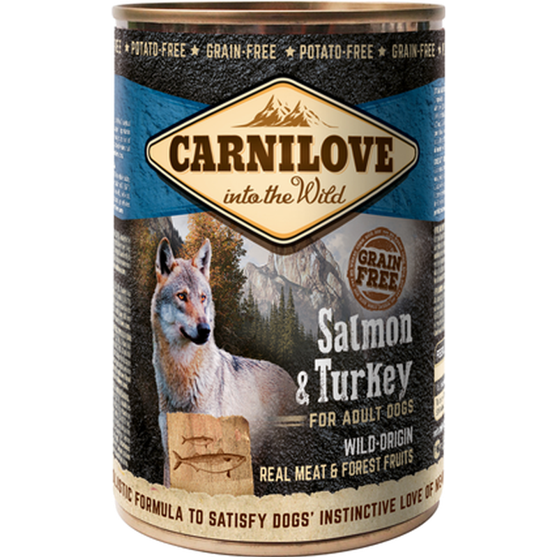 Carnilove - Dog Wild Meat Salmon & Turkey 400 g x 6 stk. - Hund - Våtfôr - Dyrekassen.no