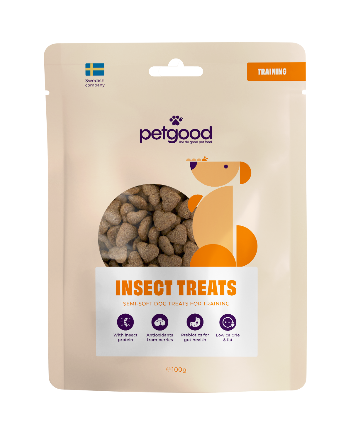 Petgood - Hundegodbit med insektprotein 100 g - Hund - Hundegodteri - Dyrekassen.no