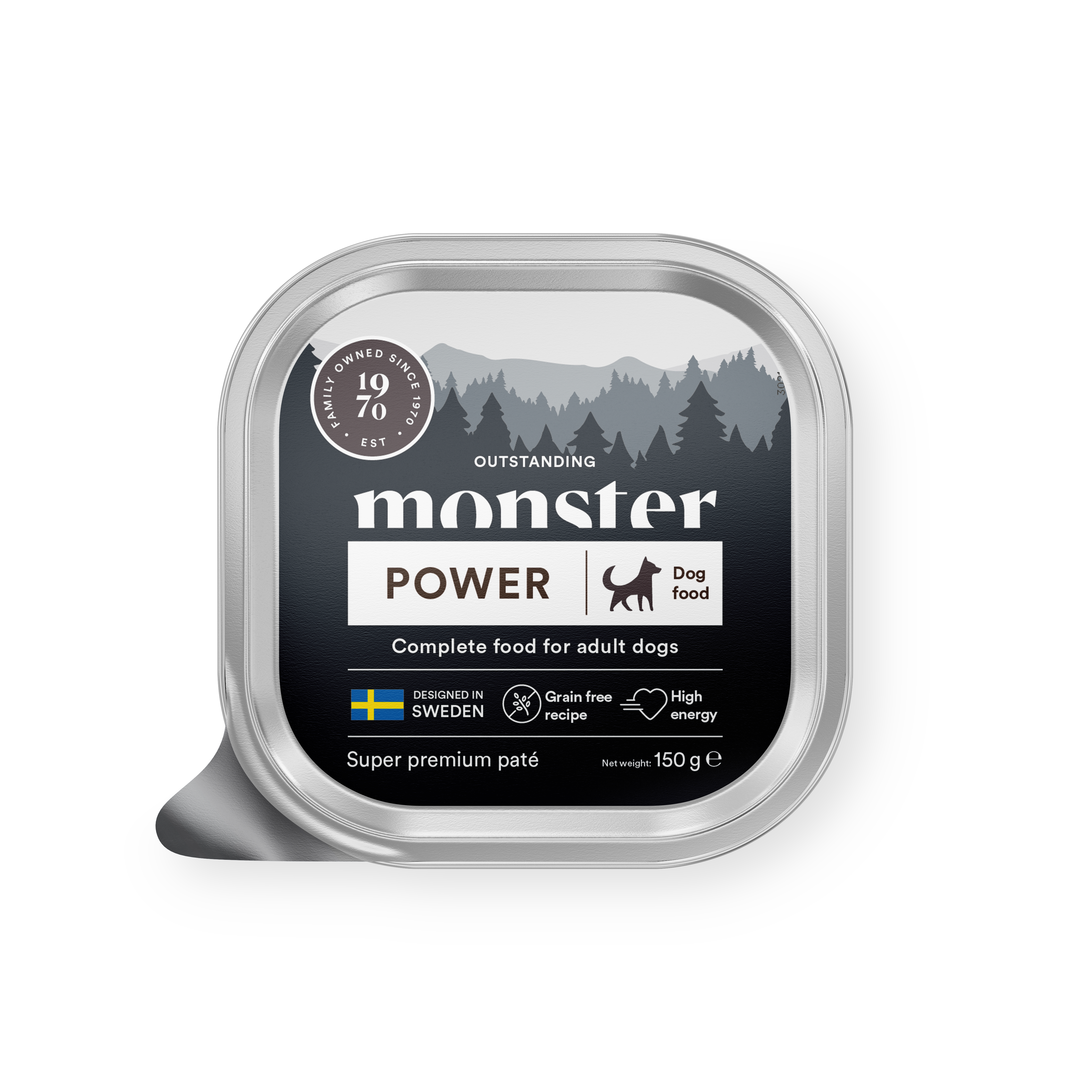 Monster Pet Food Dog Power-patébrett 150 g