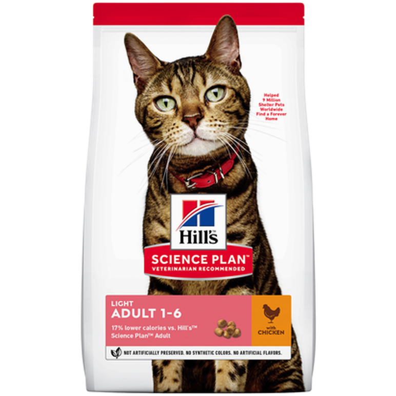 Hills Science Plan - Hills SP Feline Adult Light Chicken 7kg - Katt - Helse og pels - Kosttilskudd - Tørrfôr - Dyrekassen.no
