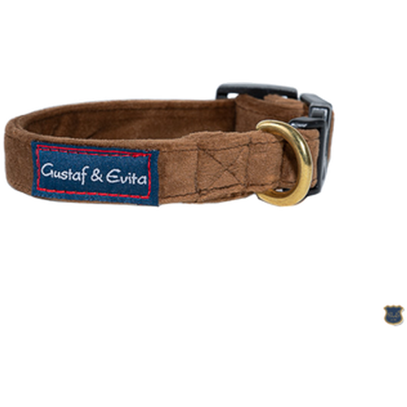 Gustaf och Evita Hundhalsband SNK Sammet - Snabbknäppning/Ställbart Gray 40 cm