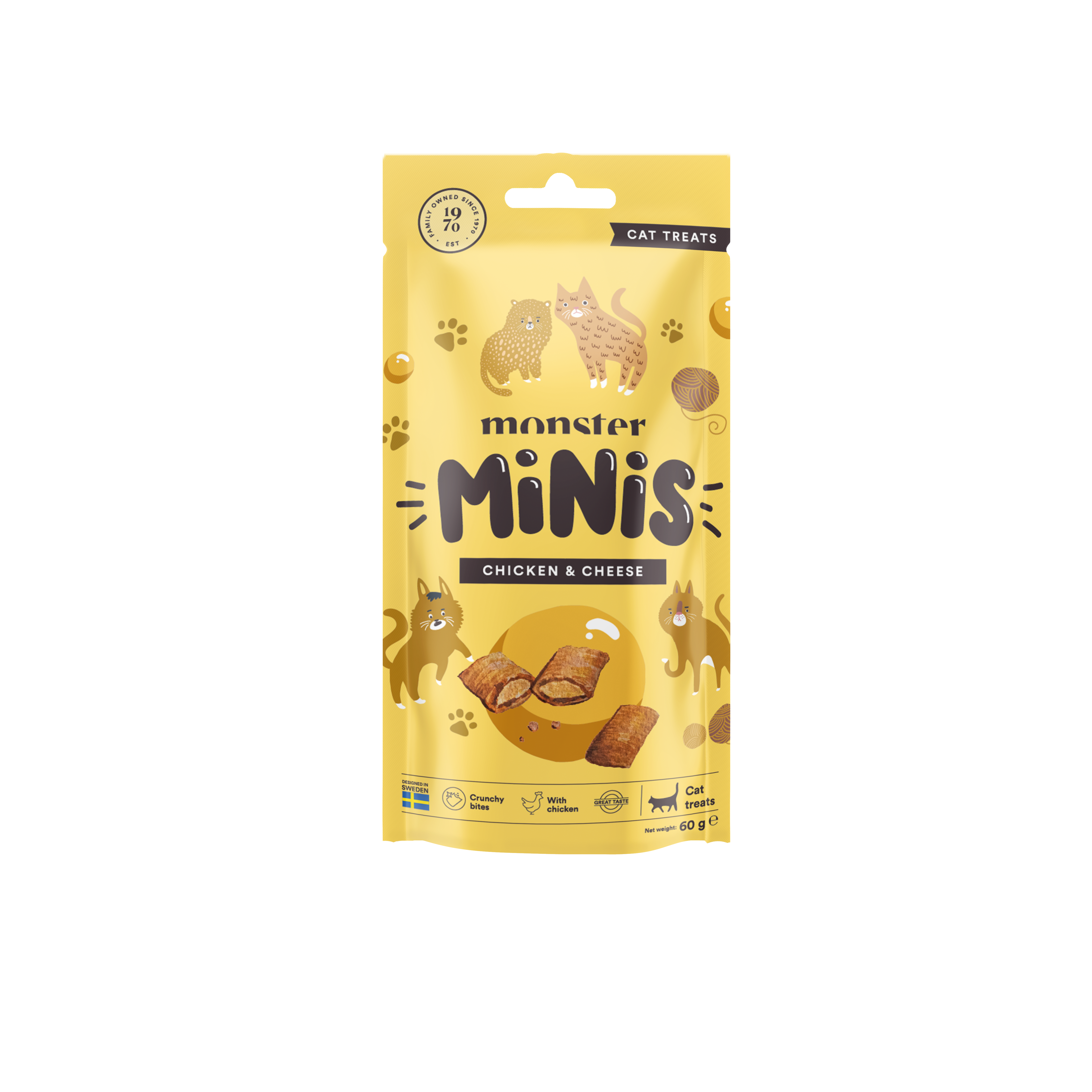 Monster Pet Food Minigodbiter med kylling og ost 60 g