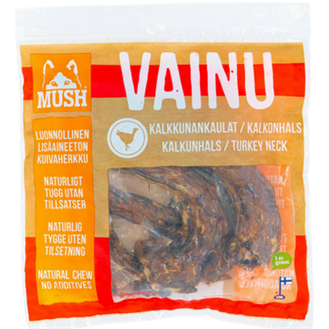 Mush - Vainu kalkunhals rød 220 g - Hund - Hundegodteri - Dyrekassen.no
