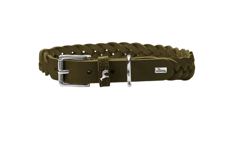 Hunter - Dog Collar Solid Education Special Cow Leather Olive Green S-M 50cm - Hund - Hundebur - Hundehalsbånd - Dyrekassen.no