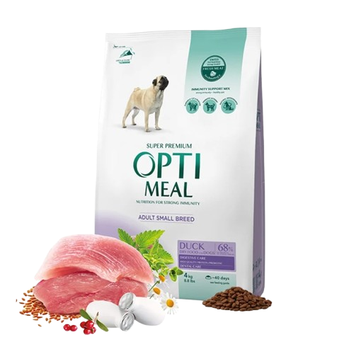 Optimeal - Adult & Senior Small Digestive & Dental Care Duck 4 kg - Hund - Hundefôr - Dyrekassen.no