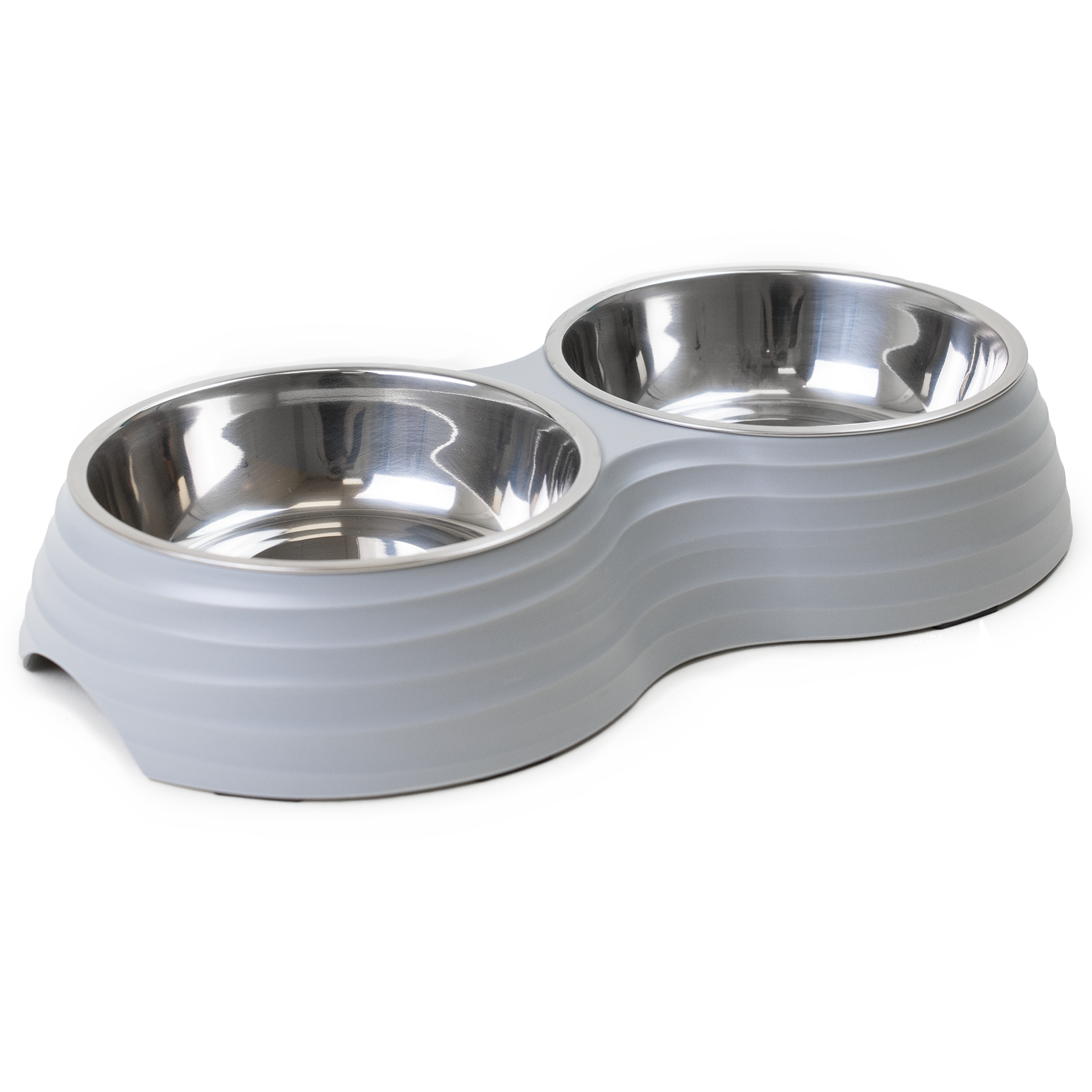 Dobbel matskål Ripple Grey M 350 ml 32x17,5x6,5 cm