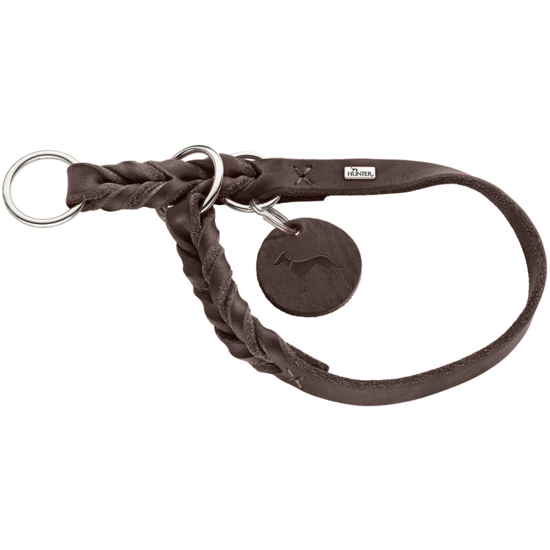Dog Collar Training Solid Education Half Choke Brown L Hals 50-55 cm