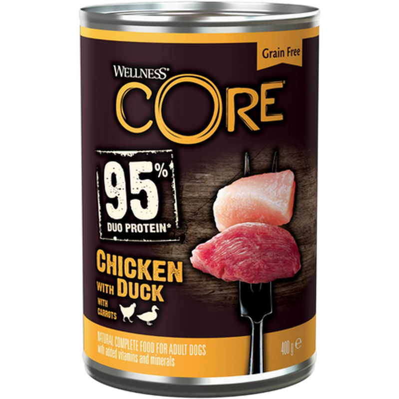 CORE Petfood - Hund Adult 95 % Duo Protein kylling og and 400g - Hund - Våtfôr - Dyrekassen.no
