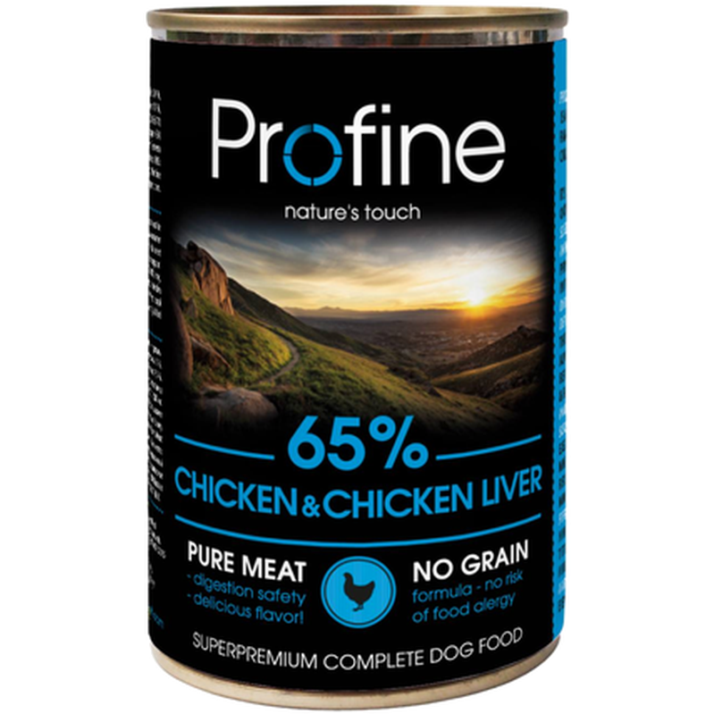 Våtfôrbokser til hund 65 % kylling med lever 400 g x 12 stk.