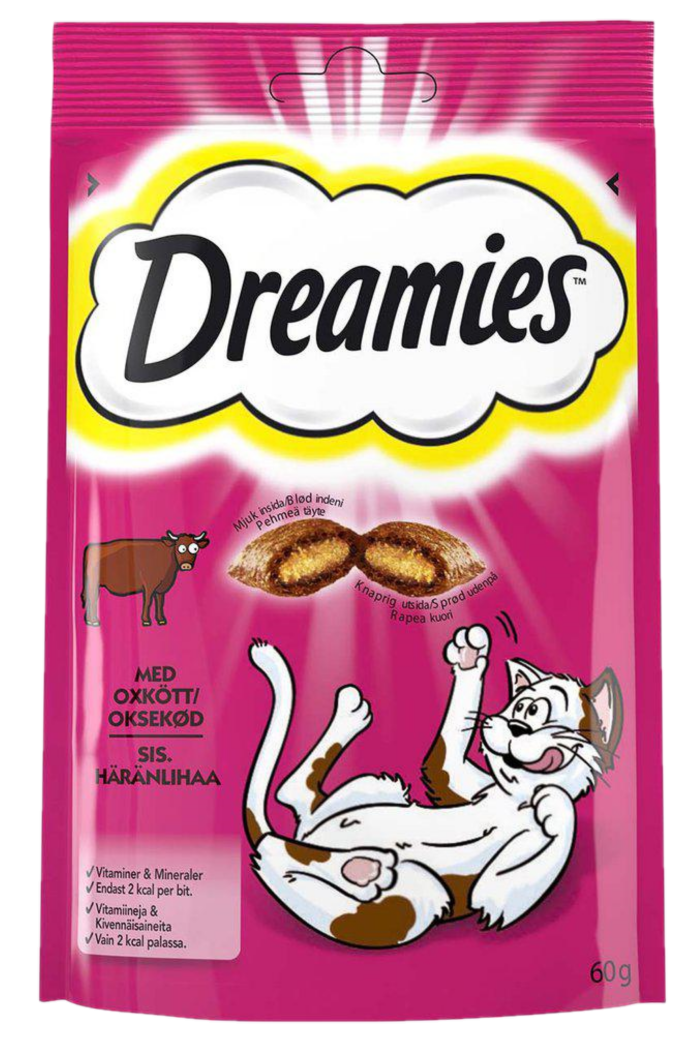 Dreamies - Kattegodbiter Oksekjøtt 60 gr - Katt - Helse og pels - Hygiene - Godbiter - Dyrekassen.no