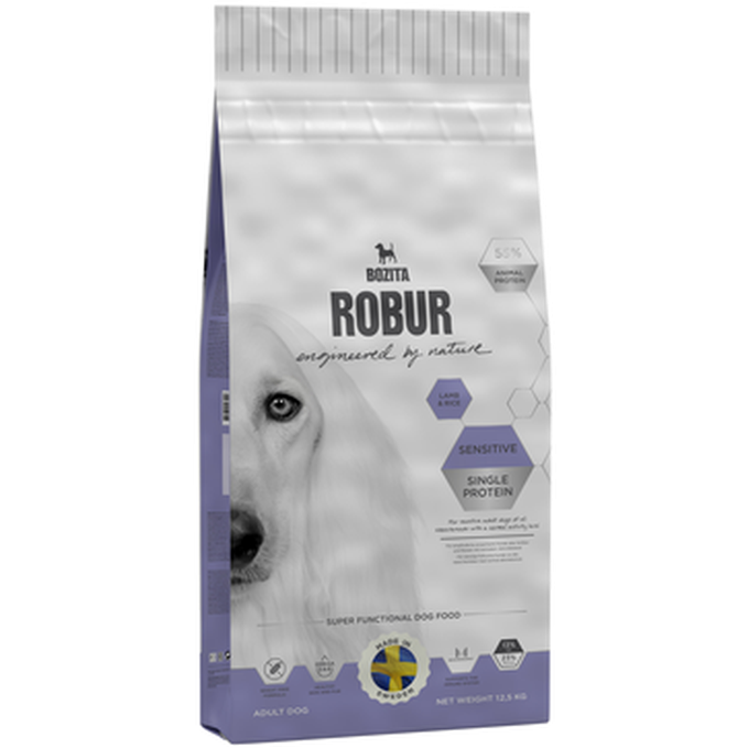 Bozita Robur - Sensitive Single Protein lam og ris 12,5 kg - Hund - Tørrfôr - Dyrekassen.no