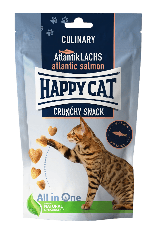 Happy Cat - Crunchy Snack laks/erter 70 g - Katt - Helse og pels - Hygiene - Godbiter - Dyrekassen.no