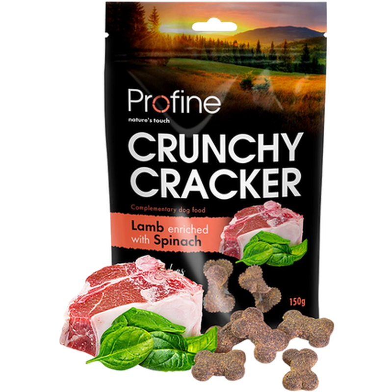 Profine - Dog Crunchy Cracker Lammekjeks beriket med spinat 150 g - Hund - Hundegodteri - Dyrekassen.no