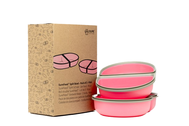 SureFeed Ekstra matskål - Rosa / Split 2-pk