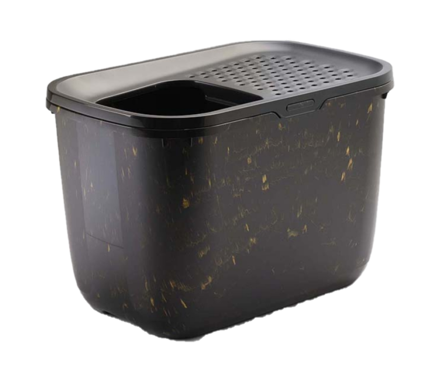 Katteboks Hop in med tak 59x39x39,5cm marmor svart gull