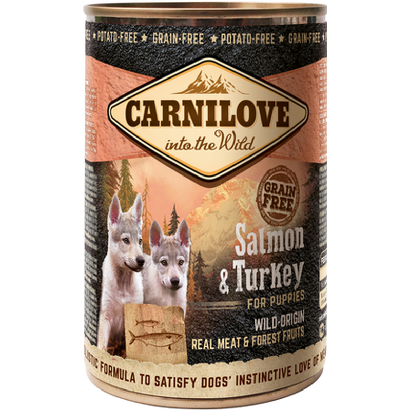Carnilove - Dog Wild Meat Laks og kalkun for valper 400 g - Hund - Våtfôr - Dyrekassen.no