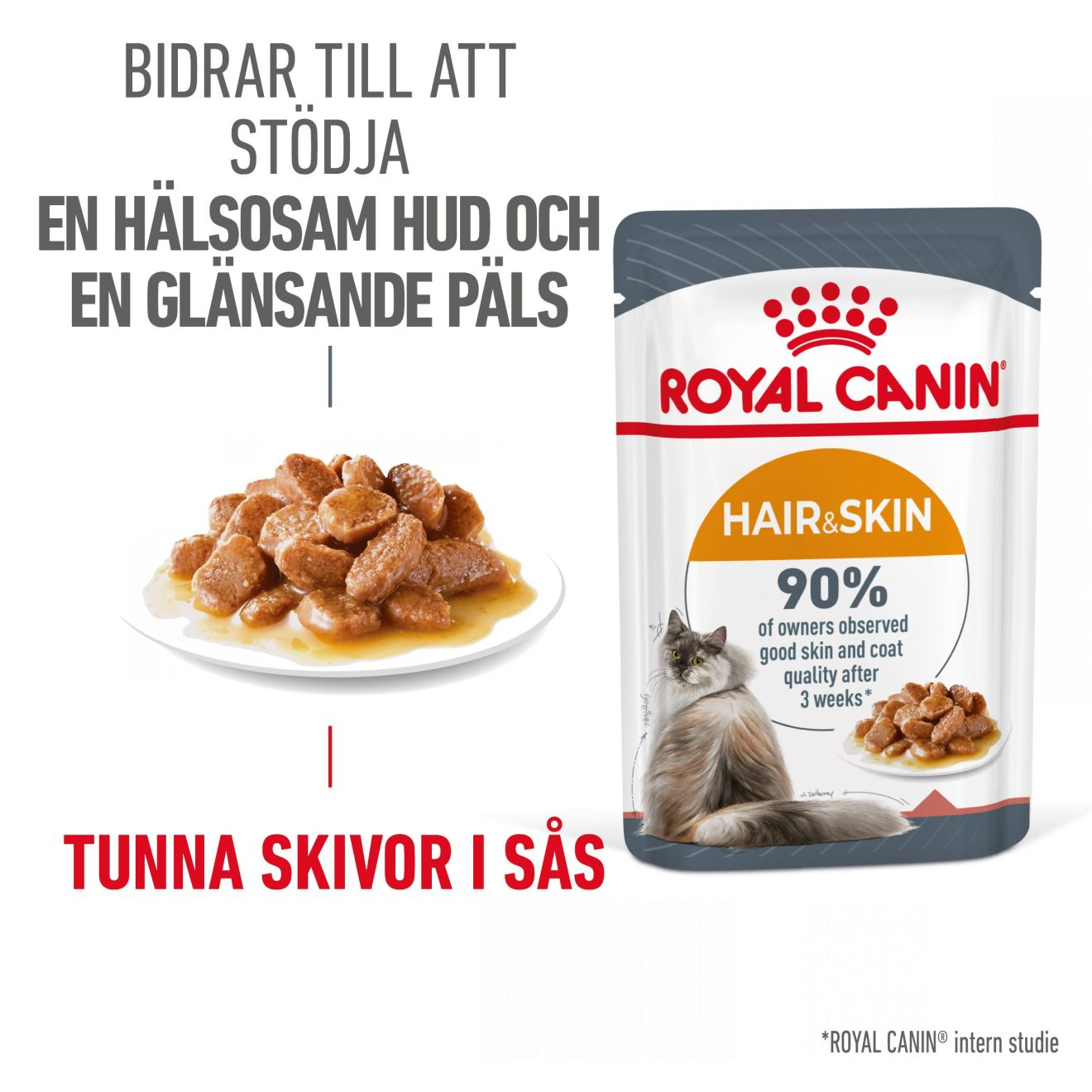 Royal Canin - Feline Wet Hair & Skin Care Gravy 85 g x 12 stk - porsjonsposer - Katt - Helse og pels - Kosttilskudd - Våtfôr - Dyrekassen.no