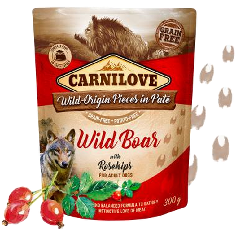 Dog Pouch Paté Wild Boar Wild Wild Boar with Rosehips 300 g x 12 stk.