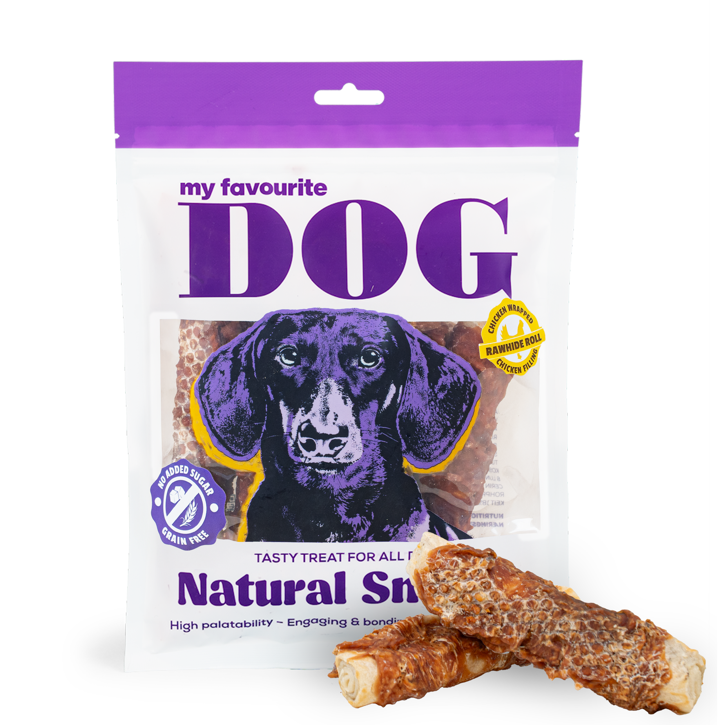 My favourite DOG Rulle med kyllinginnpakning og kyllingfyll 12 cm, 6-pakning, 360g