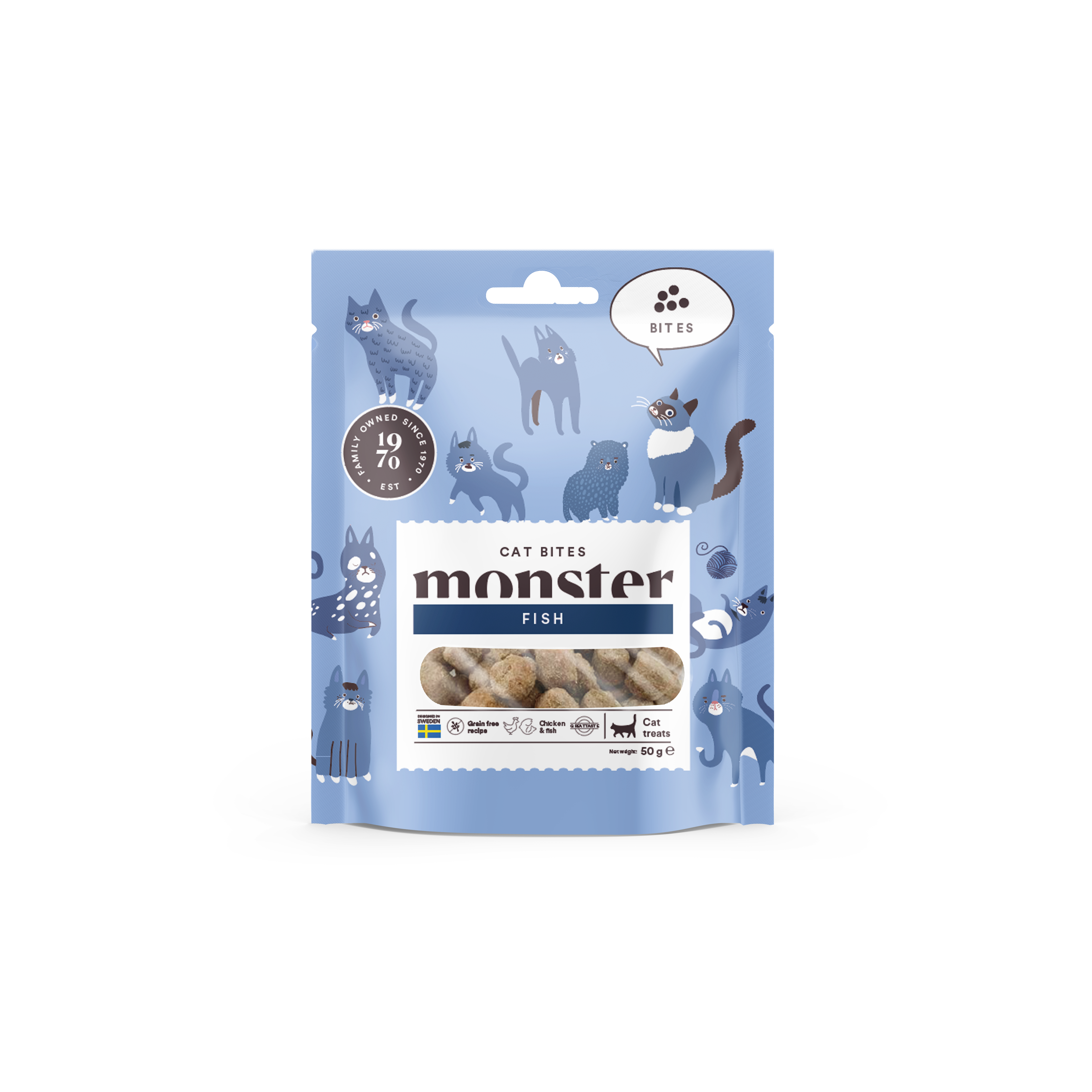 Monster Pet Food Cat Bites Fish 50 g