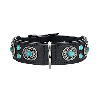 Dog Collar Sioux Black/Turquoise S-M 50 - Neck 35-43cm