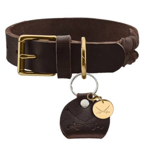 Hundehalsbånd Sansibar Massivt kuskinn mørk brun S 40cm