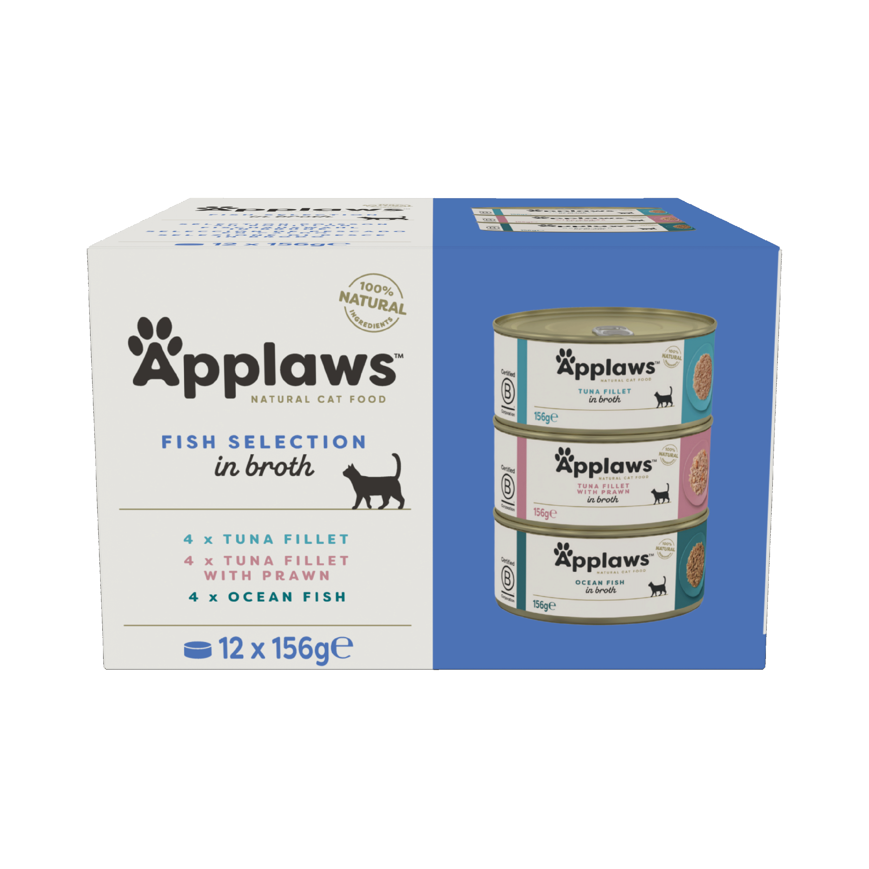 Applaws - Cat Tins Fish Selection i kjøttkraft 12x156 g - Katt - Helse og pels - Kosttilskudd - Våtfôr - Dyrekassen.no