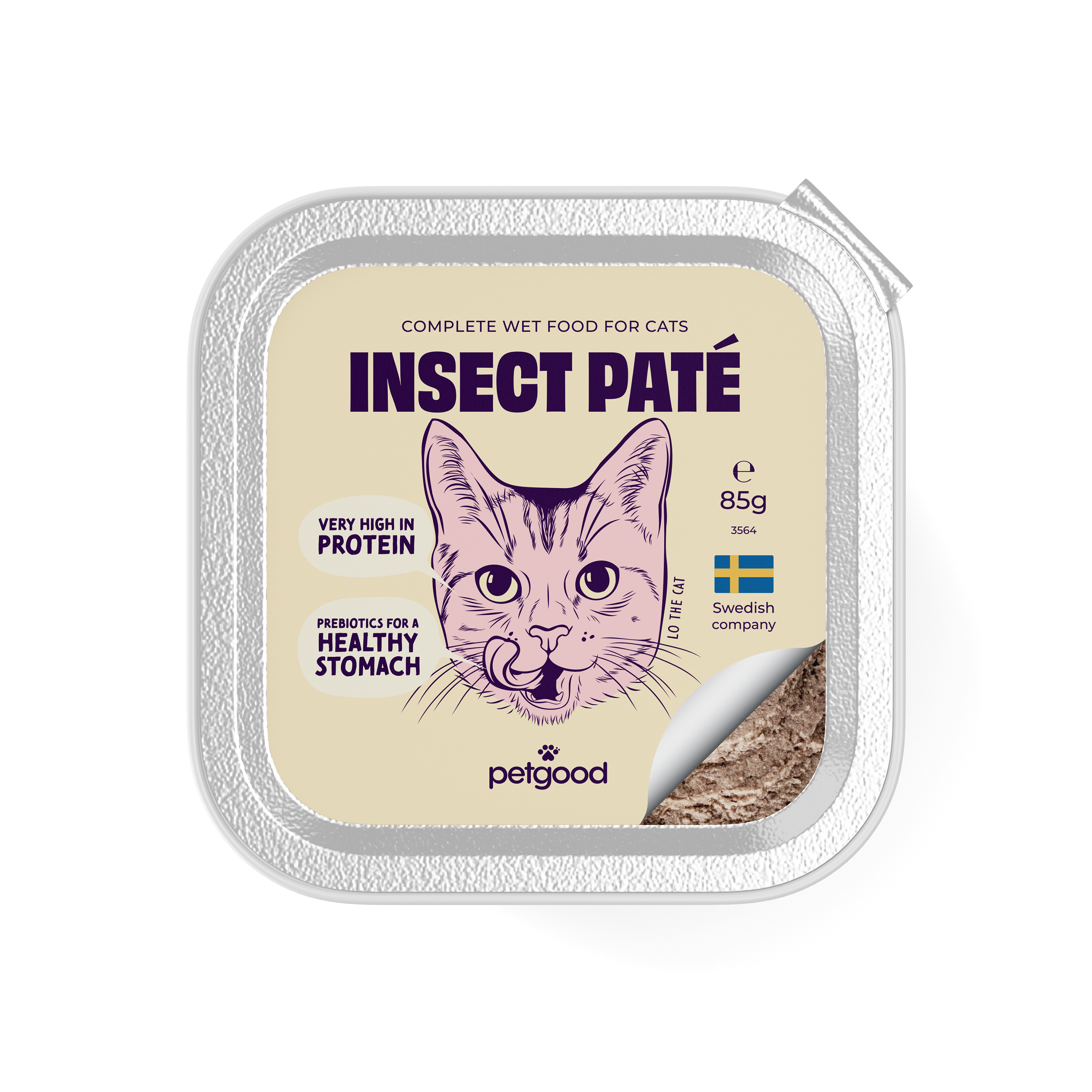 Petgood Insektbasert våtfôr for voksne katter, 85 g