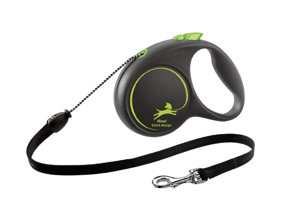 Flexi - Rullebånd Black Design Cord, 5m, M, maks 20kg, Grønn - Hund - Dyrekassen.no