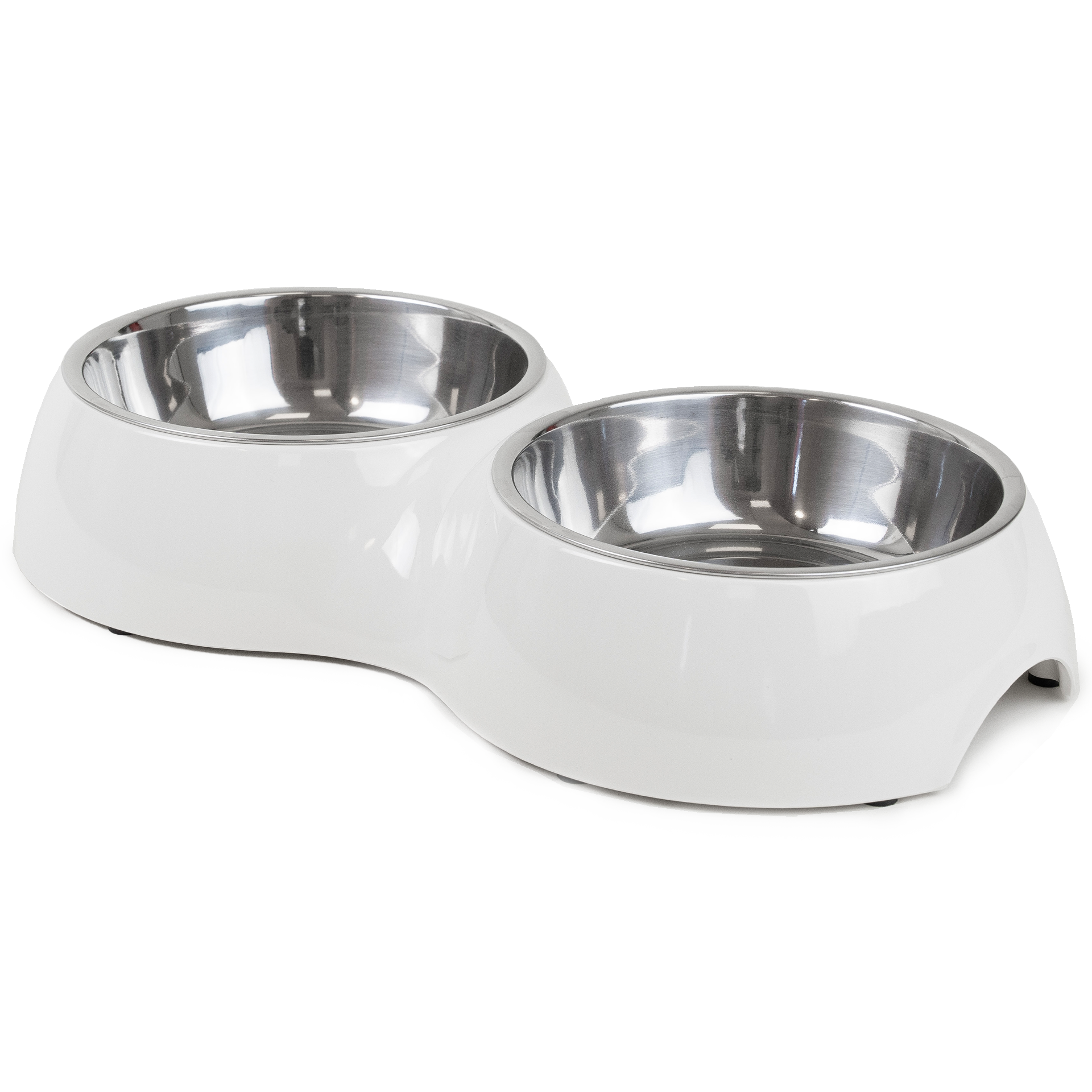 Dobbel matskål Solid Hvit M, 350ml, 33x17,5x6cm