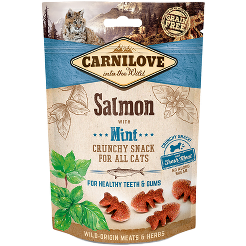 Carnilove - Cat Crunchy Snack Laks og mynte 50 g - Katt - Helse og pels - Hygiene - Godbiter - Dyrekassen.no