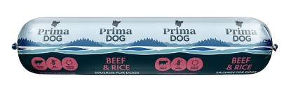 Prima Dog - Kjøttpølse biff og ris 800g - Hund - Våtfôr - Dyrekassen.no