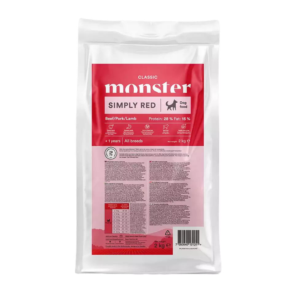 Monster Pet Food Monster Dog Classic Simply Red torrfoder för vuxna hundar