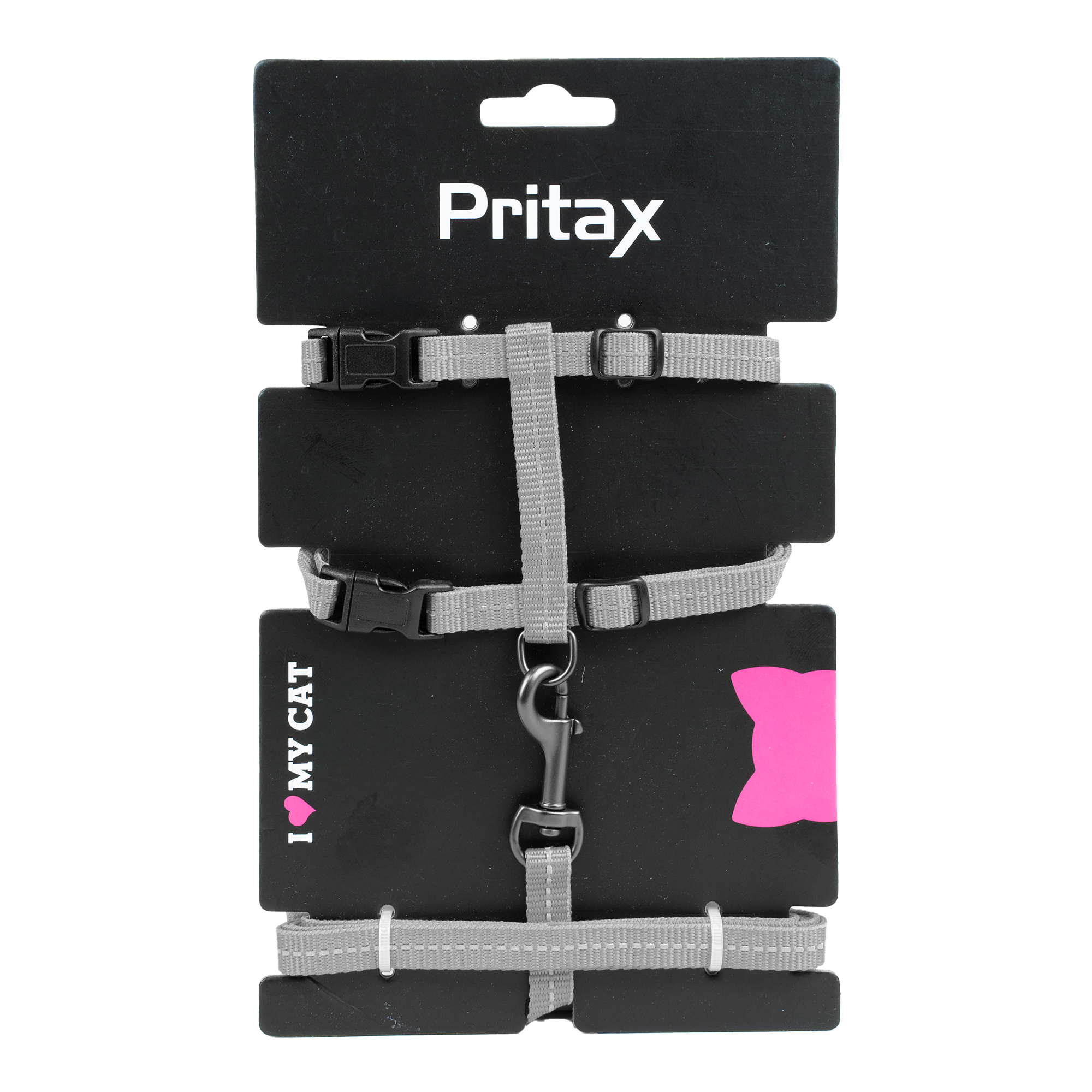 Pritax - Kattesele med bånd Maja Hals 22-35 cm Bryst 27-45 cm Bånd 10 mm x 120 cm Grå - Katt - Dyrekassen.no