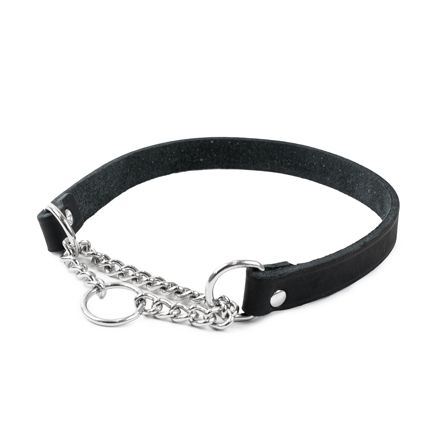 Halskjede i lær Hera halvjern Svart 18 mm x 36-44 cm