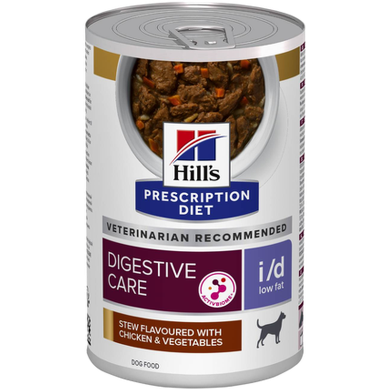 Hill's Prescription Diet Dog - i/d Digestive Care Low Fat Chicken & Veg Stew Canned - Wet Dog Food 354 g x 12 - Hund - Hundefôr - Dyrekassen.no