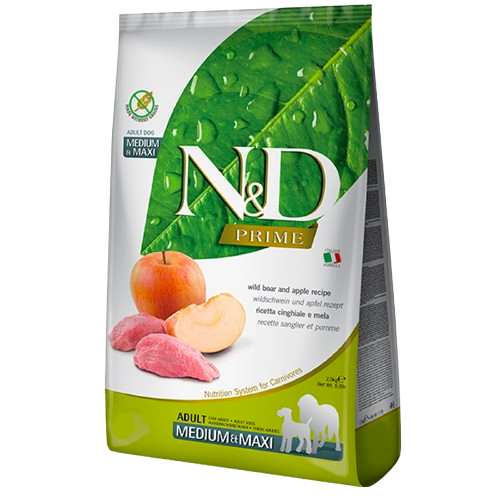 Farmina - Dog N&D Prime Boar & Apple Adult Med/Maxi 12 kg - Hund - Hundefôr - Dyrekassen.no
