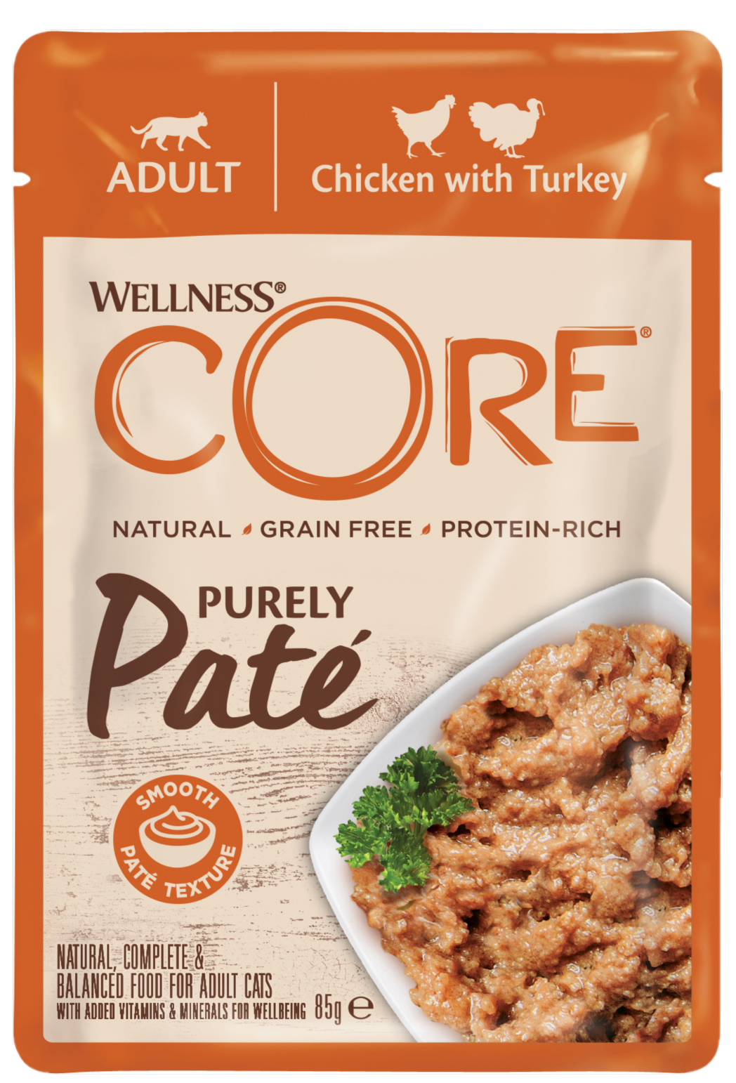 CORE Petfood - Ren paté for katt, kylling og kalkun 85 g - Katt - Helse og pels - Kosttilskudd - Våtfôr - Dyrekassen.no