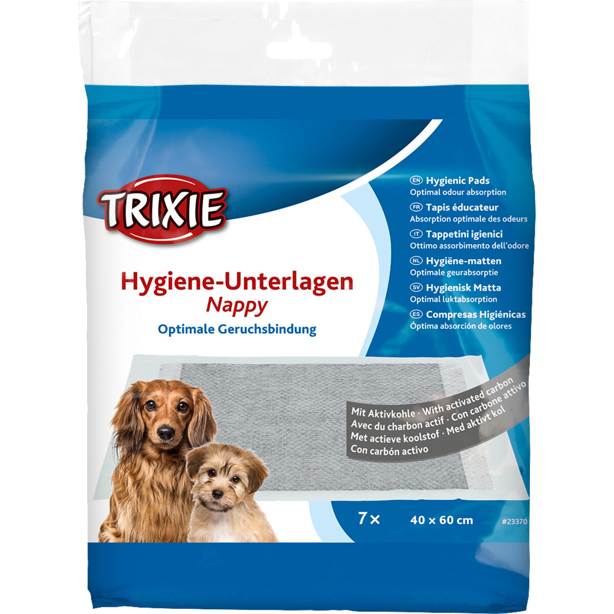 Trixie - Nappy Hygiene Pad With Activated Carbon Gray 7 st 40 x 60 cm - Hund - Hundens Apotek - Dyrekassen.no