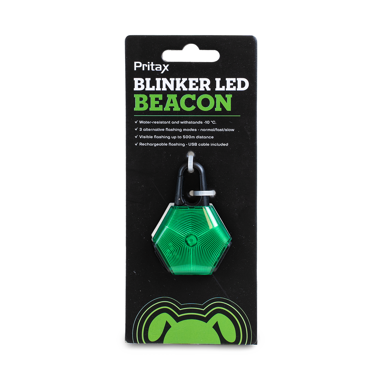 Pritax Blinker LED-lampe, 5x6,5cm, grønn